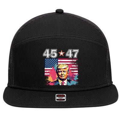 Donald Trump Make America Great Again 45 And 47 7 Panel Mesh Trucker Snapback Hat