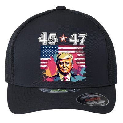 Donald Trump Make America Great Again 45 And 47 Flexfit Unipanel Trucker Cap