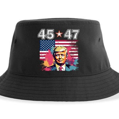 Donald Trump Make America Great Again 45 And 47 Sustainable Bucket Hat