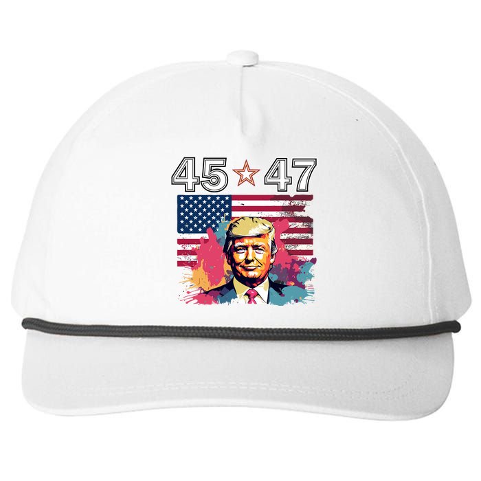 Donald Trump Make America Great Again 45 And 47 Snapback Five-Panel Rope Hat