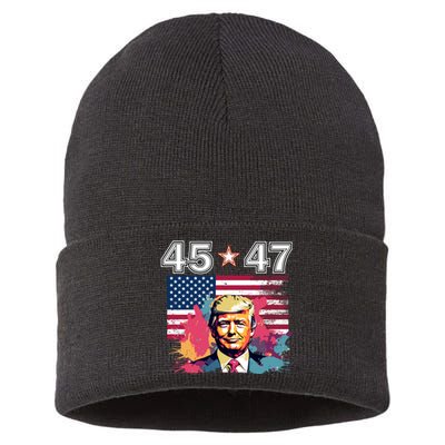 Donald Trump Make America Great Again 45 And 47 Sustainable Knit Beanie