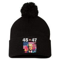 Donald Trump Make America Great Again 45 And 47 Pom Pom 12in Knit Beanie