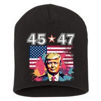 Donald Trump Make America Great Again 45 And 47 Short Acrylic Beanie