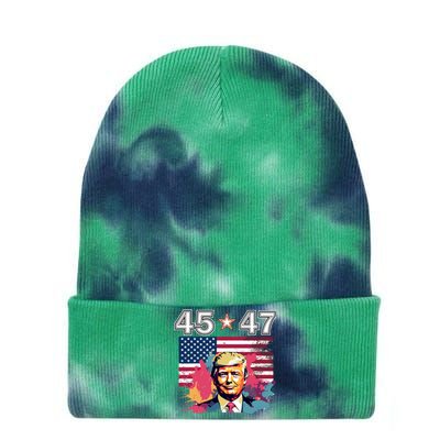 Donald Trump Make America Great Again 45 And 47 Tie Dye 12in Knit Beanie