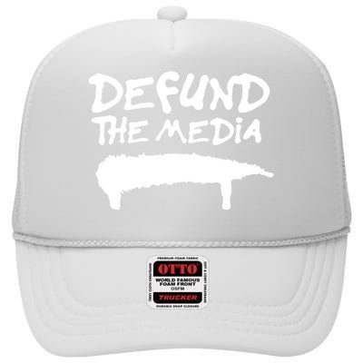 Defund The Media High Crown Mesh Back Trucker Hat