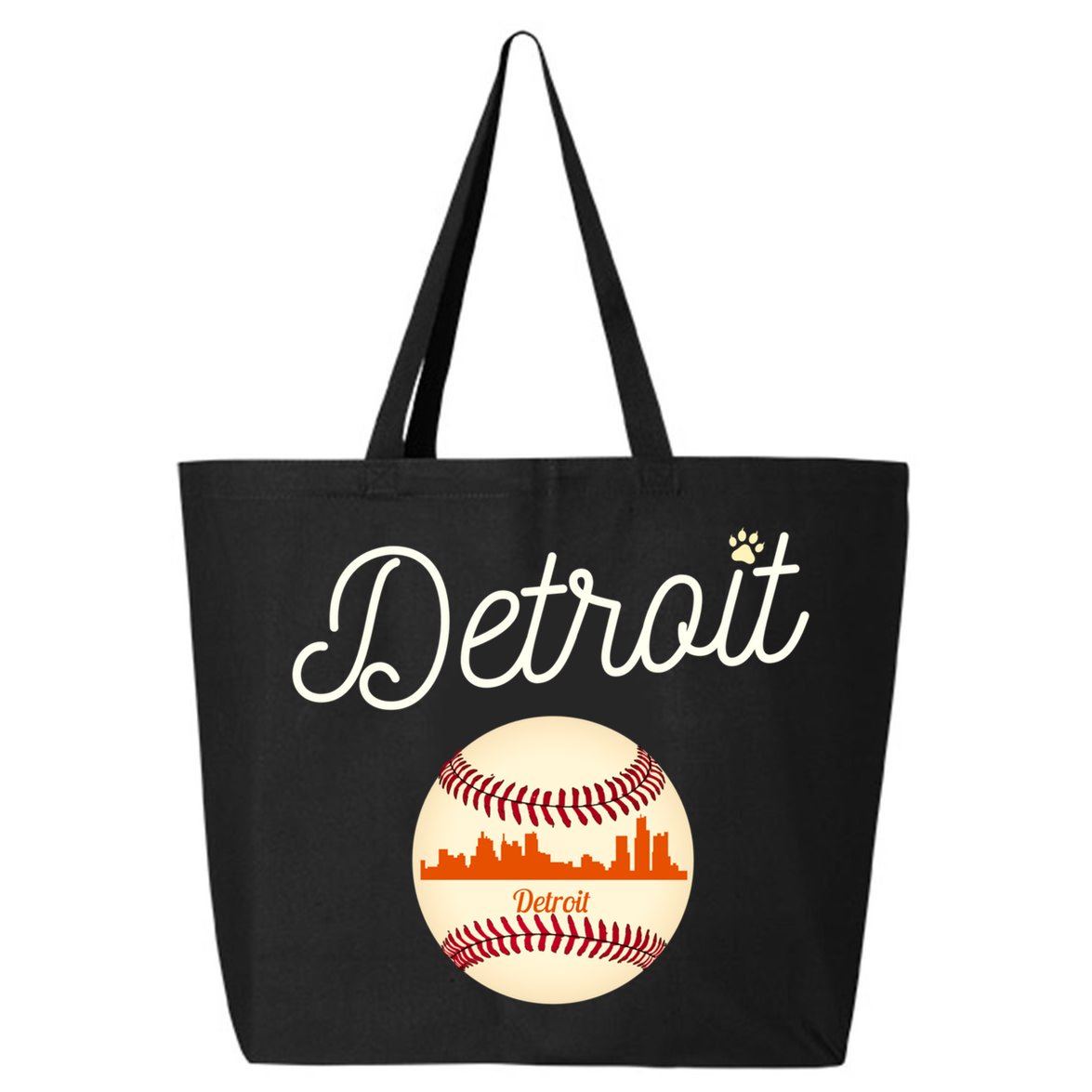 Distressed Tiger Mascot Gift Detroit Baseball Skyline Gift 25L Jumbo Tote