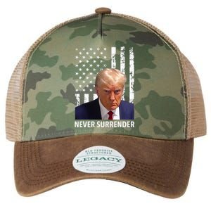 Donald Trump Mug Shot Never Surrender American Flag Trump Legacy Tie Dye Trucker Hat