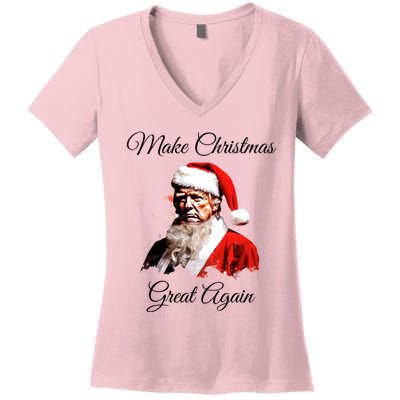 Donald Trump Make Christmas Great Again Christmas | Festive Holiday Women's V-Neck T-Shirt