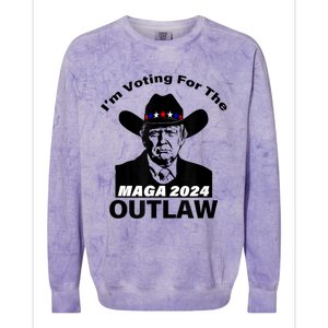 Donald Trump Maga IM Voting For The Outlaw 2024 President Colorblast Crewneck Sweatshirt