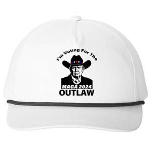 Donald Trump Maga IM Voting For The Outlaw 2024 President Snapback Five-Panel Rope Hat