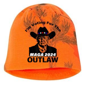 Donald Trump Maga IM Voting For The Outlaw 2024 President Kati - Camo Knit Beanie