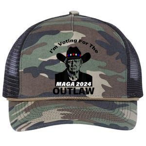 Donald Trump Maga IM Voting For The Outlaw 2024 President Retro Rope Trucker Hat Cap