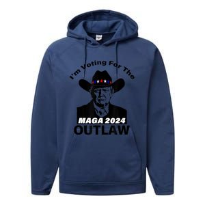 Donald Trump Maga IM Voting For The Outlaw 2024 President Performance Fleece Hoodie