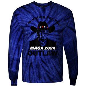 Donald Trump Maga IM Voting For The Outlaw 2024 President Tie-Dye Long Sleeve Shirt