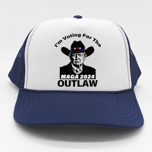 Donald Trump Maga IM Voting For The Outlaw 2024 President Trucker Hat