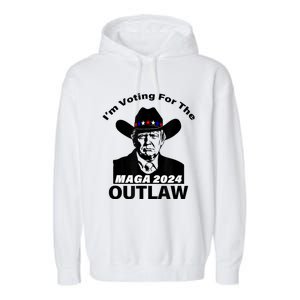 Donald Trump Maga IM Voting For The Outlaw 2024 President Garment-Dyed Fleece Hoodie