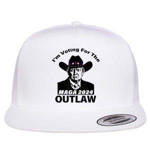 Donald Trump Maga IM Voting For The Outlaw 2024 President Flat Bill Trucker Hat