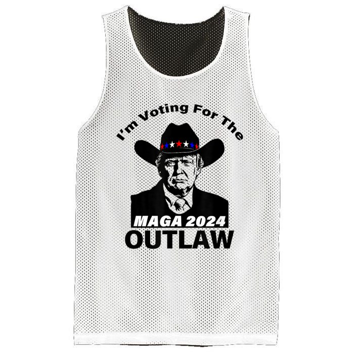 Donald Trump Maga IM Voting For The Outlaw 2024 President Mesh Reversible Basketball Jersey Tank