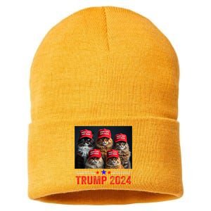 Donald Trump Make Cats Safe Again Trump 2024 Sustainable Knit Beanie