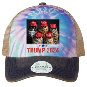 Donald Trump Make Cats Safe Again Trump 2024 Legacy Tie Dye Trucker Hat