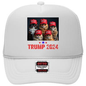 Donald Trump Make Cats Safe Again Trump 2024 High Crown Mesh Back Trucker Hat