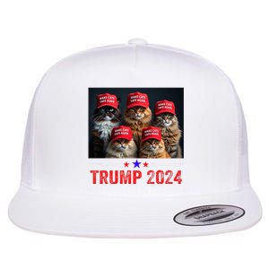 Donald Trump Make Cats Safe Again Trump 2024 Flat Bill Trucker Hat