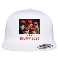 Donald Trump Make Cats Safe Again Trump 2024 Flat Bill Trucker Hat