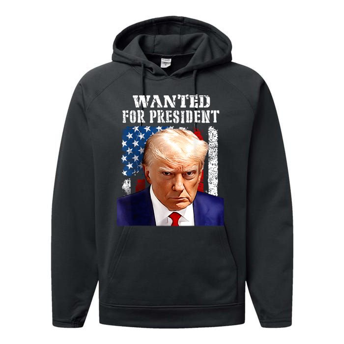 Donald Trump Mug Shot Wanted For U.S. President 2024 Performance Fleece Hoodie