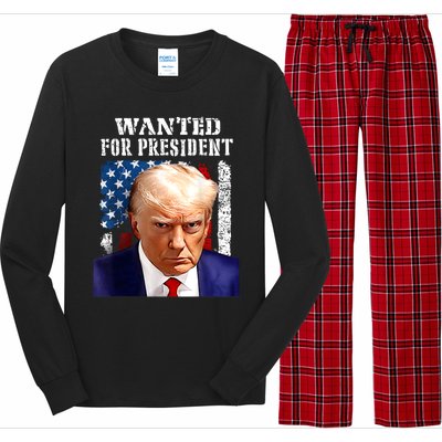 Donald Trump Mug Shot Wanted For U.S. President 2024 Long Sleeve Pajama Set