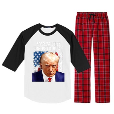 Donald Trump Mug Shot Wanted For U.S. President 2024 Raglan Sleeve Pajama Set