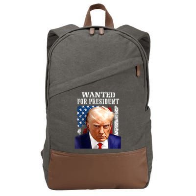 Donald Trump Mug Shot Wanted For U.S. President 2024 Cotton Canvas Backpack