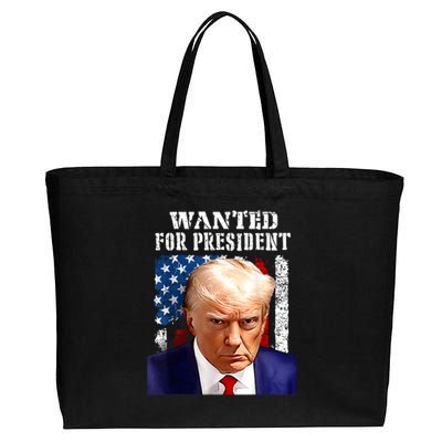 Donald Trump Mug Shot Wanted For U.S. President 2024 Cotton Canvas Jumbo Tote