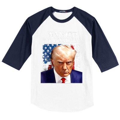 Donald Trump Mug Shot Wanted For U.S. President 2024 Baseball Sleeve Shirt