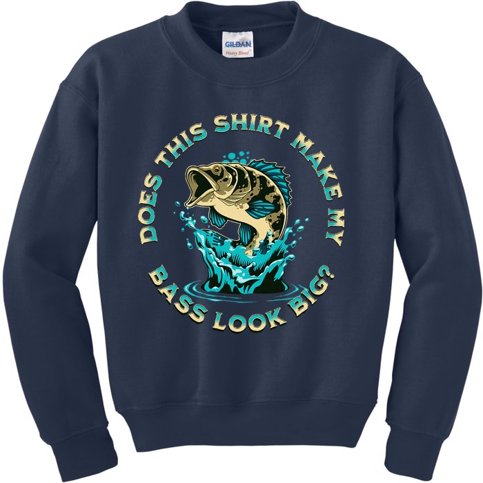 Does This Make My Bass Look Big Funny Fishing Pun Joke Kids Sweatshirt