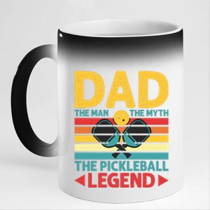 Dad The Man The Myth The Pickleball Legend 11oz Black Color Changing Mug