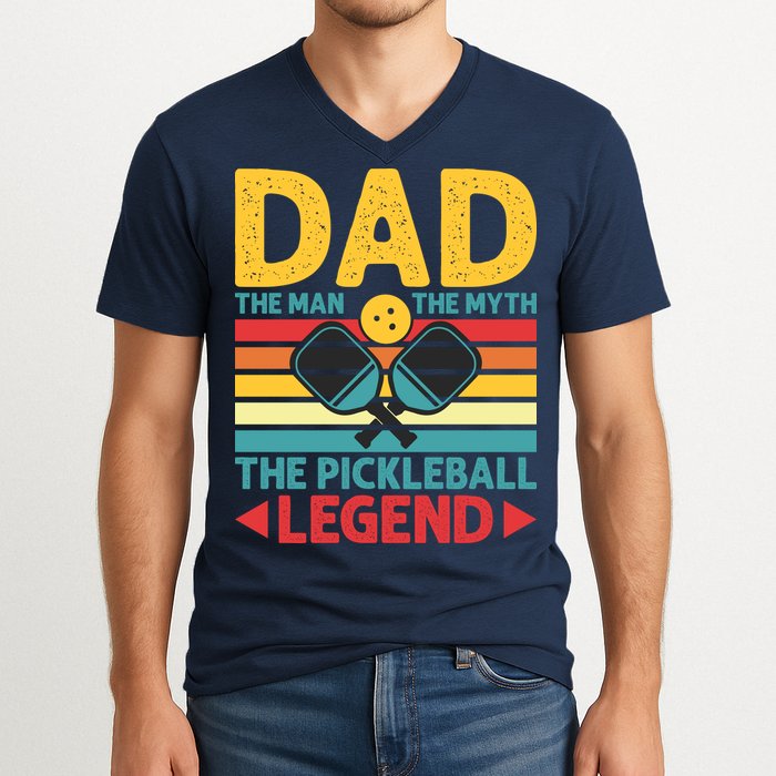 Dad The Man The Myth The Pickleball Legend V-Neck T-Shirt