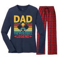 Dad The Man The Myth The Pickleball Legend Women's Long Sleeve Flannel Pajama Set 