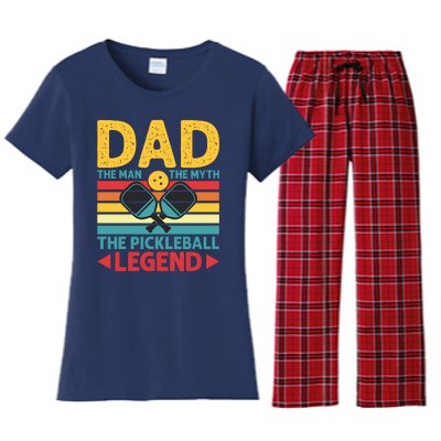 Dad The Man The Myth The Pickleball Legend Women's Flannel Pajama Set