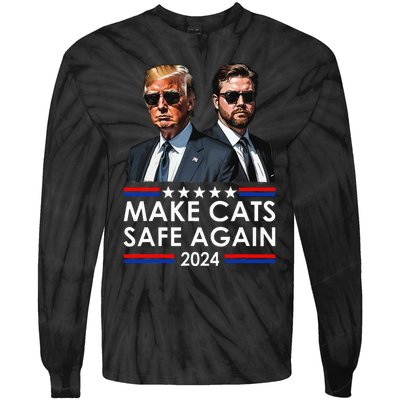 Donald Trump Make Cats Safe Again 2024 Debate Funny Tie-Dye Long Sleeve Shirt