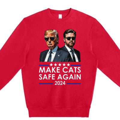 Donald Trump Make Cats Safe Again 2024 Debate Funny Premium Crewneck Sweatshirt