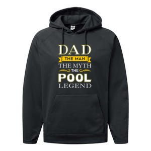 Dad The Man The Myth The Pool Legend Dad Billiards Gift For Father's Day Performance Fleece Hoodie