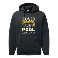 Dad The Man The Myth The Pool Legend Dad Billiards Gift For Father's Day Performance Fleece Hoodie