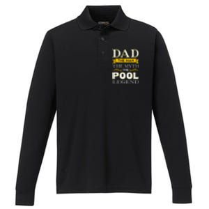 Dad The Man The Myth The Pool Legend Dad Billiards Gift For Father's Day Performance Long Sleeve Polo