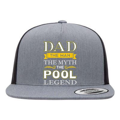 Dad The Man The Myth The Pool Legend Dad Billiards Gift For Father's Day Flat Bill Trucker Hat