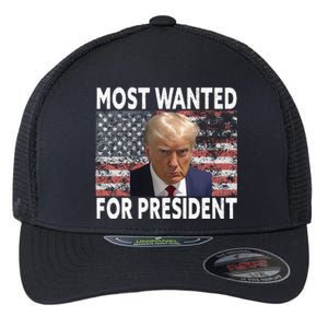 Donald Trump Most Wanted For President 2024 Pro Mugshot Flexfit Unipanel Trucker Cap