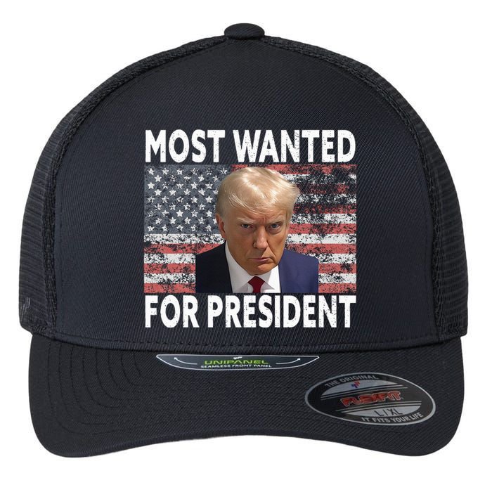 Donald Trump Most Wanted For President 2024 Pro Mugshot Flexfit Unipanel Trucker Cap