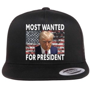 Donald Trump Most Wanted For President 2024 Pro Mugshot Flat Bill Trucker Hat