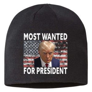 Donald Trump Most Wanted For President 2024 Pro Mugshot Sustainable Beanie