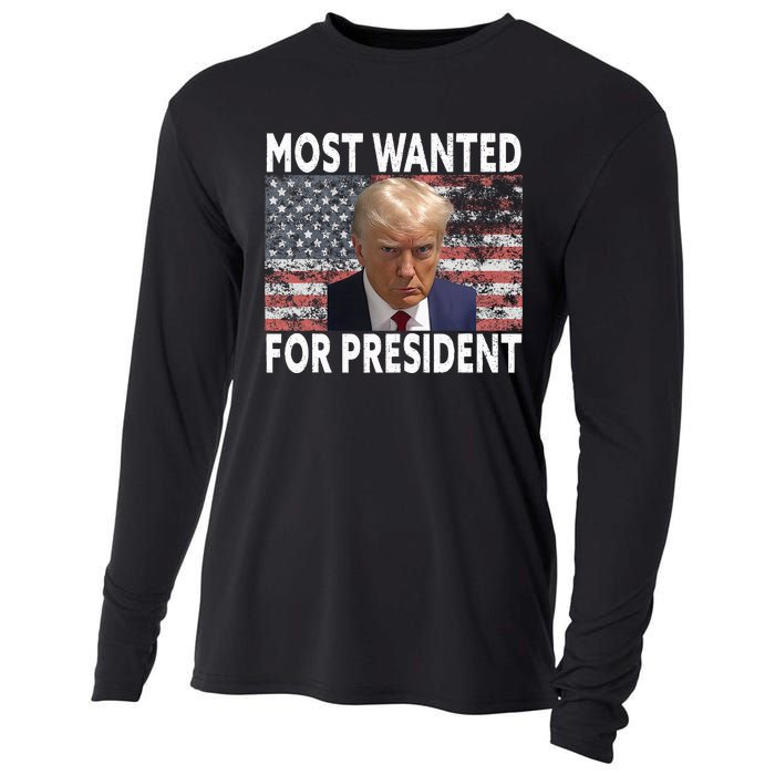 Donald Trump Most Wanted For President 2024 Pro Mugshot Cooling Performance Long Sleeve Crew