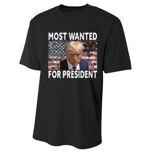 Donald Trump Most Wanted For President 2024 Pro Mugshot Performance Sprint T-Shirt